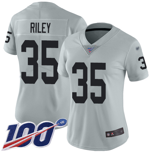 Men Oakland Raiders Limited Silver Curtis Riley Jersey NFL Football #35 100th Season Inverted Legend Jersey